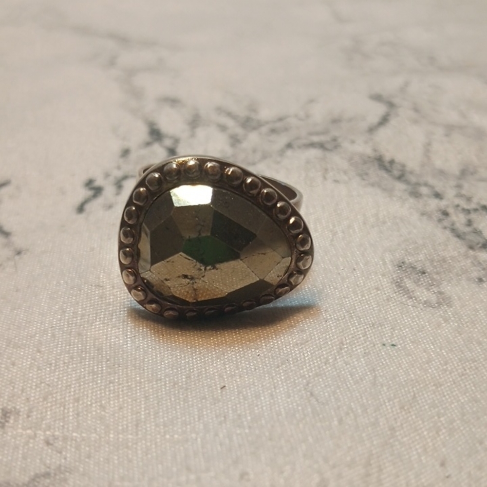 Sterling Silver And Pyrite Ring Size 9